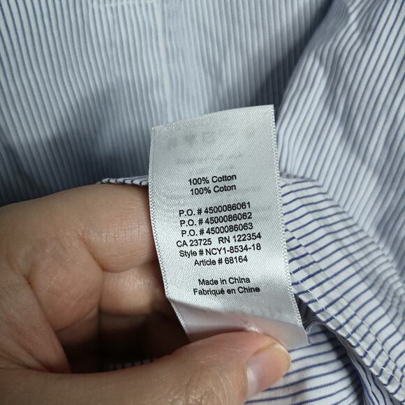 Babaton Shirt Dress Blue Pinstripes Button Neckline Minimalist Old Money Preppy - Picture 7 of 9